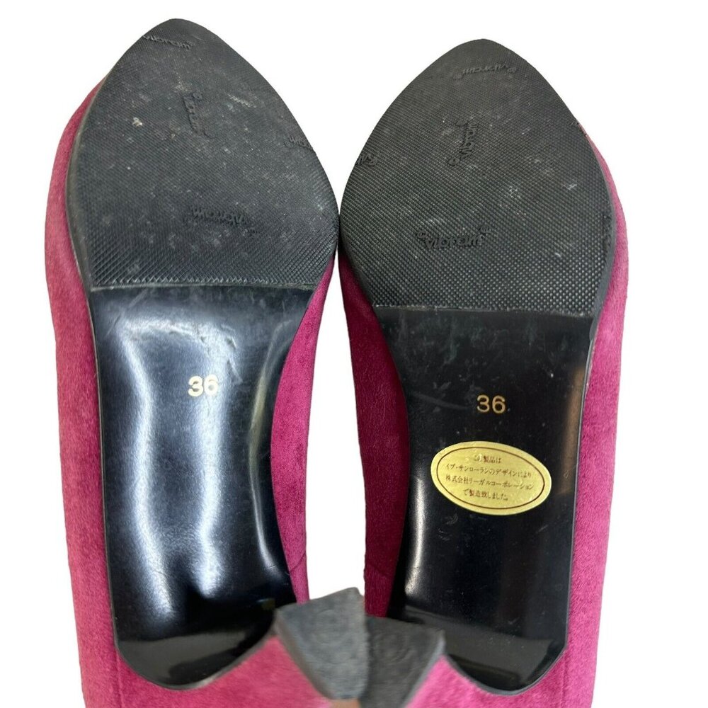 Vintage Saint Laurent YSL Pump Shoes Purple Sz US 6 EU 36 Stud Details Point Toe - Picture 9 of 16